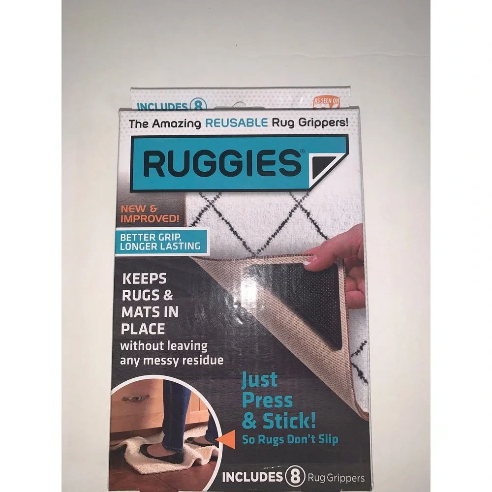 NWT‎ Ruggies Reusable Rug Grippers 8 Pack Non Slip Tacky Grip Polymer